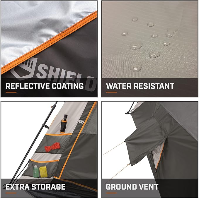 Bushnell Instant Tent | 6 Person / 9 Person / 12 Person Shield Series Instant Tents Cabin Design Perfect for 3 Season Family Camping, Hunting, and Fishing with Fast Setup | Instant Tents, Cabin Design, Family Camping, Hunting, Fishing, Fast Setup