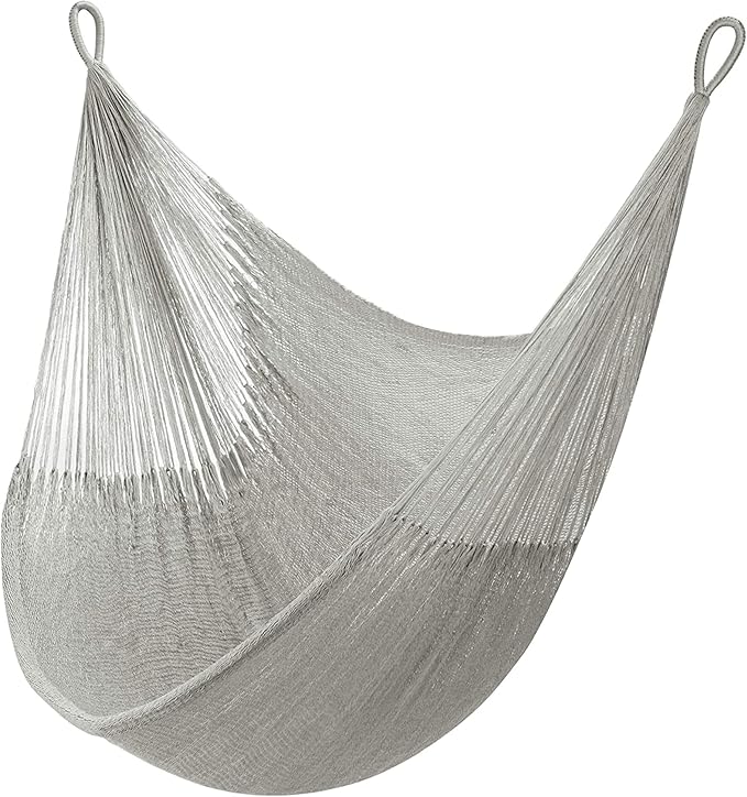 Handwoven Hanging Chair by Yellow Leaf Hammocks - Fits 1 Person, 330lb Max - Kick Back for Full-Body Recline - Weathersafe, Ultra Soft, Hang Anywhere - Color: Grey