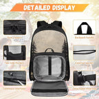 Wolf Backpack for Men Lightweight Bookbag with Lunch Box Large Capacity Daypack with Detachable Lunch Bag for Travel Outdoor Casual Daypack