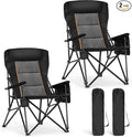 ALPHA CAMP Heavy Duty High Back Camping Chairs with Cup Holder Oversized Folding Chair Outdoor Chair with Headrest,Lawn with Side Pocket for Lawn, Sports and Fishing, 500lbs