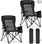 ALPHA CAMP Heavy Duty High Back Camping Chairs with Cup Holder Oversized Folding Chair Outdoor Chair with Headrest,Lawn with Side Pocket for Lawn, Sports and Fishing, 500lbs