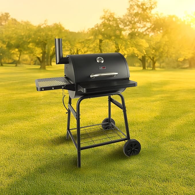 Grill Boss 23 Inch Charcoal Barrel Grill with Adjustable Grate, Large Cooking Area, Black