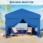10x10FT Pop Up Canopy with Sidewalls, Outdoor Canopy Tent with SandBag & Carry Bag for Commercial Events, Camping, Backyard Parties, Blue