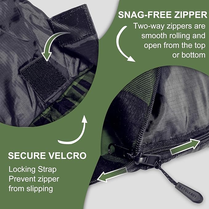 XL Queen Size 2 Person Double Sleeping Bag for Adults, Lightweight Compact with Flannel Liner & Thermolock Draft Tube, Machine Washable All Season Camping Travel