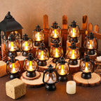 Ferraycle 24 Pcs Mini Lantern Decor 4 Inch Western Lantern Table Centerpiece Small Vintage Camping Hanging Lamp Ornaments Bulk for Cowboy Cowgirl Wedding Halloween Christmas (6 Inch,Black)