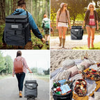 Odoland 48/72 Can Rolling Cooler Bag with Wheels & Handle, Collapsible Insulated Ice Chest for Beach, Camping & Tailgating - Portable Travel Soft Cooler on Wheels, Collapses for Easy Storage