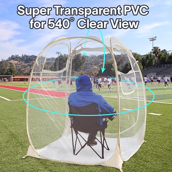 EighteenTek® Pod All Weather Sports Tent with Attached Floor, Instant Outdoor Bubble Tent, Rainproof Camping Sun Shelter for Sports Events Camping Fishing Cheering 1-4 Person