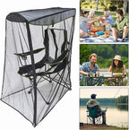 Mosq uito Net Cover for Canopy Chair, Waterproof Roof Fly Net, Outdoor Rectangle with Zipper Opening and Roof Sun Shade Tent for Backpacking Hiking Garden Outside Backyard Fishing