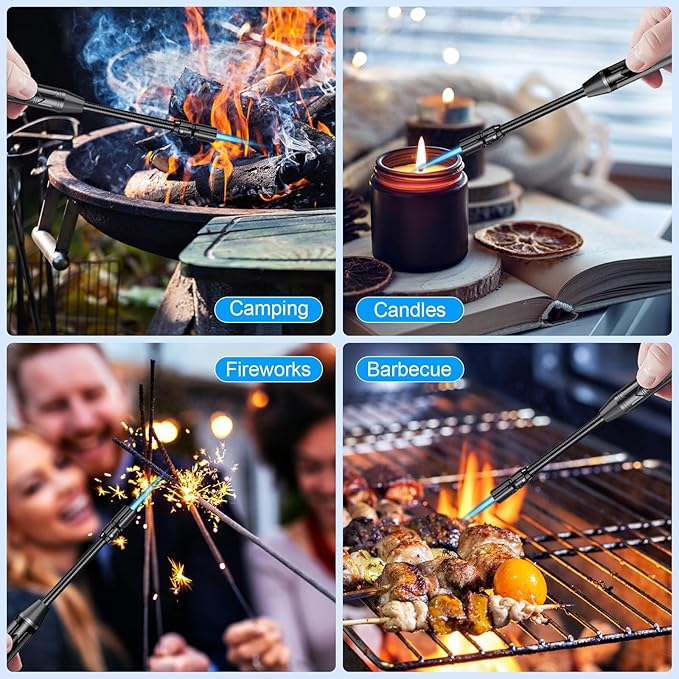 Torch Lighter Refillable Butane Lighter Long Flexible Neck Multipurpose Lighter for Candles Grill BBQ Fireplaces Kitchen Camping (No Prefilled)