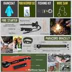 Survival Kit, 268 Pcs Emergency Survival Gear and Equipment Supplies with First Aid Kit, Camping Axe, Headlamp, Crossbody Bag for Camping Hiking, Hunting, Gift for Christmas Men, Dads, Black Como
