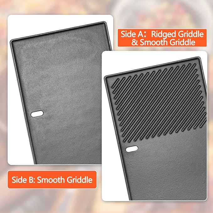 QuliMetal Reversible 7598 Griddle Replacement Parts for Weber Spirit 300 & GS4 Spirit II 300 Series Grills, Spirit E310, Genesis Silver Gold B C, Genesis 1000-5000 Cast Iron Griddle Plate 7658, 1 Pack