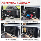 MusixiA Foldable Tailgate Table for Jeep Wrangler JL & JLU Wrangler JK & JKU(2007-2025) - Double-Layer Storage Cargo Shelf with Molle Panel, Aluminum Alloy