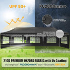 HOTEEL 10x30 Pop Up Canopy with 8 Sidewalls, UV 50+ and Waterproof 10×30 Party Tent, Thickened Frame, Large Space Easy Pop Up Canopy, Outdoor Canopy for Weddings, Beaches, Parties, Patio (Black)