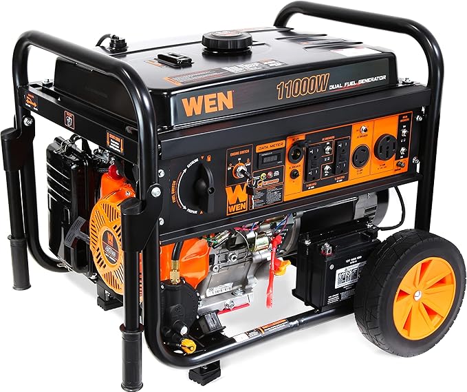 WEN DF1100X 11000-Watt Electric Start Portable Generator with Wheel Kit and CO Shutdown Sensor, Black