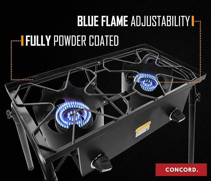 Concord Double Propane Burner, Outdoor 2 Burner Camping Stove for Cooking/Home Brewing/Making Sauce