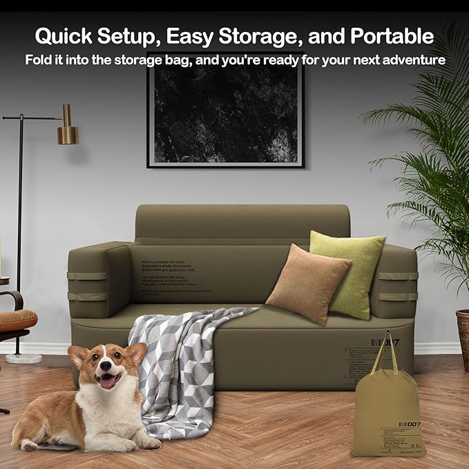 Inflatable Couch Multifunctional Durable Inflatable Sofa with Built in Pump Inflatable Furniture Portable Blow Up Couch for Camping Backyard Outdoor Glamping Inflatable Chair Movie Loveseat | Auto Cordless Pump, Easy inflation, Puncture Resistant, Port...