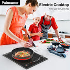 1800W Portable Electric Cooktop – Features touch & knob controls with 10 heat levels, child lock, and timer. 110V for home, camping, and apartments.