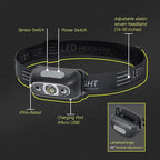 LED Headlamp Rechargeable, Super Bright Head Lamp with 4 Modes for Camping Hiking Gear Essentials, IPX4 Waterproof Headlight Flashlight, USB Cable Included