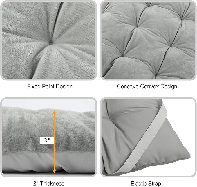 REDCAMP Extra Thick Folding Sleeping Cot Pads, 75"x28"Comfortable Soft Velvet Cotton Camping Cot Mattress Pad for Hiking, Backpacking,Navy Gray Brown