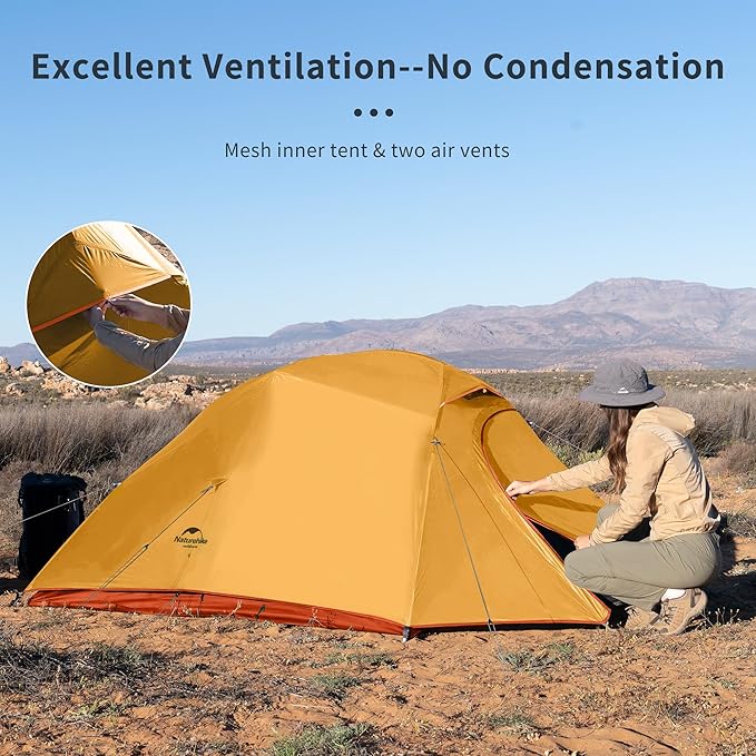 Naturehike Cloud Up 3 Person Backpacking Tent with Footprint - 3 Season Free Standing Lightweight 3 Person Camping Tent | with Footprint, Free Standing, Dome, Camping, Hiking, Waterproof