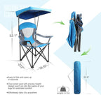 ALPHA CAMP Heavy Duty Canopy Camping Chair, 350 lbs Capacity Oversized Folding Chair with Adjustable Sunshade, Portable Sunshade Chair with Cup Holder for Beach, Fishing, Outdoor