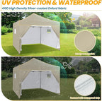 COBIZI 10x10 Pop Up Canopy Tent Commercial Heavy Duty Instant Canopy with 4 Sidewalls, UV 50+ Silver Coated Waterproof Vendor, Portable Shelter with Carry Bag, Event Tent for Parties, Khaki