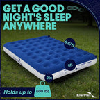 EnerPlex Camping Air Mattress with Built in Pump - Queen Blow Up Mattress for Travel & Guests - Portable Bed for Adults and Kids - Blue
