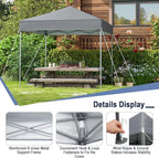 Tangkula 6.6x6.6 Ft Pop Up Canopy, 1 Person Instant Setup Canopy Tent with Center Lock, UPF 50+ Sun Protection, 8 Stakes, 4 Ropes, Portable Outdoor Canopy with Carrying Bag