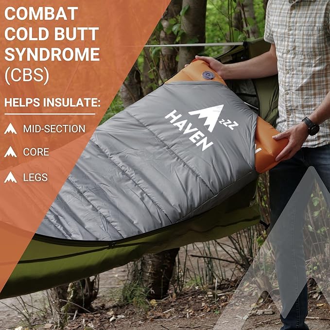 Haven Insulated Pad Cover - Hammock Accessories for Insulated Hammock Pad - Camping Hammock Sleeping Pad Accessories - Second Gen (Standard Size)(Pad Not Included) (Standard Size 78L x 24W)