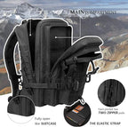 MOLLE Assault Backpack, Tactical Backpack Military Army Camping Rucksack, 3-Day Pack Trip w/USA Flag Patch, D-Rings, Black