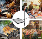 Lineslife Swivel Campfire Grill Grate, Adjustable Heavy Duty Steel Open Fire Grill Rack, Fire Pit Grill Grate Over Fire Pit with Carrying Bag for Outdoor Camping BBQ, Rectangle Black