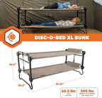 Disc-O-Bed Extra Large Outdoor Convertible 2 Person Bench and Double Camping Cot Portable Bed for Adults, Tan