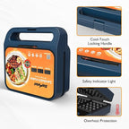 Sunvivi 3 in 1 Sandwich Maker, Electric Waffle Maker with Removable Non-stick Plates, 1000W Panini Press Grill with Glass Top, Cool Touch Handle & Easy to Clean, Blue