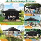 COBIZI 10x15 FT Heavy Duty Pop up Canopy with 4 Removable Sidewalls, Easy up Gazebo High Stability, All Weather Sunshade 100% Waterproof Outdoor Canopy Tents with Carry Bag, Black