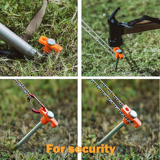 Cheardia 20 Pack Tent Stakes Heavy Duty, 9.75 Inch Yard Stakes Non-Rust Metal Tent Pegs Ground Stakes Tent Spikes for Camping Patio, Garden, Canopies, Grassland, Outdoor, Orange