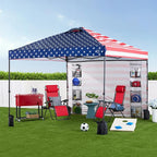 Best Choice Products 10x10ft Pop Up Canopy Tent with Sidewall, 1 Person 1 Minute Set Up, Carry Case, 4 Weight Bags - American Flag