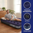 Twin Size Air Mattress - Portable Foldable Comfortable Inflatable Airbed Lightweight Bed for Camping, Home and Travel Pad - Easy to Set Up - Ideal for Kids, Adults, and Guests