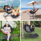 Nice C Hammock Camping Chair with Footreat, Swinging Camping Chair Rocker, High Back Chairs with Stand, Cup Holder, Side Pocket, Heavy Duty (1 Pack, Black)