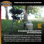 Eastman Outdoors 90411 Portable Kahuna Burner with XL Pot and Wok Brackets with Adjustable and Removable Legs, Black, Pack of 1