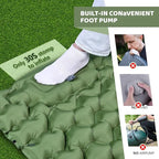 Ultralight Air Pad: 1.9lbs Camping Mattress with Pillow & Foot Pump - 4" Thick with One-Second Deflation for Easy Backpacking