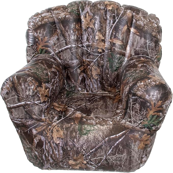 Air Candy Realtree® Camo Inflatable Outdoor Armchair – Heavy-Duty Puncture-Resistant Bottom – Ultra-Comfortable Camping, Tailgating & Outdoor Lounge Chair – Supports 250 lbs – Portable & Easy Inflate