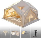 Coody Inflatable Canvas Camping Tents with Stove Jack – Premium Air Beam Family Glamping Tent, Breathable Cotton Canvas, Fast Setup Air Tent with Pump