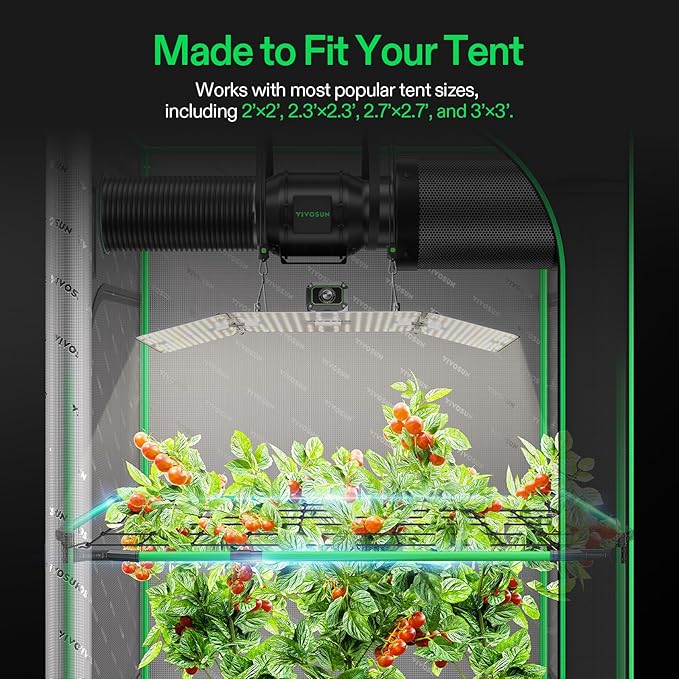 VIVOSUN Grow Tent High CFM Kit, Heavy-Duty Mounting Bars, High Airflow Support Pole Kit 24"-36" Adjustable, Suitable for 2’×2’, 2.3’×2.3’, 2.7’×2.7’, and 3’×3’ Tents, 4-Pack