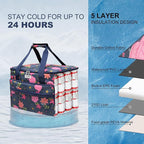 Soft Cooler Bag Floral 40 Cans, Collapsible Insulated Large Lunch Bag for Women, Portable Storage for Camping Travel Picnic BBQ Beach