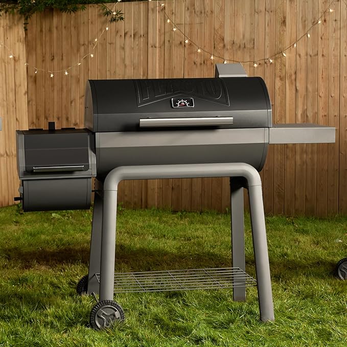 BBQ Charcoal Grill with Offset Smoker Grill and Side Table, 30-In Heavy-Duty Outdoor BBQ Grill with 815 Sq. In. Cooking Space for Outdoor Barbecue in Backyard, Patio and Parties, Black