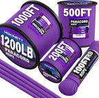 1200 Paracord Rope - 4.4mm 14 Strand Nylon Parachute Spool para Cord Lanyard for Outdoor Camping Survival Utility Tent Crafting DIY Projects Fishing Clothsline Bracelet - Purple 100FT