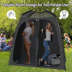 EighteenTek® Shower Tent Camping, 2-Room Portable Changing Room, Outdoor Shower Enclosure, Pop Up Privacy Tent Shelter with Floor & Doors, Waterproof & Lightweight, Camping Toilet Bathroom