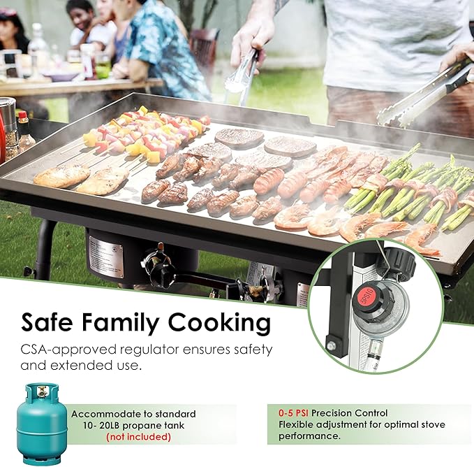 Red Mountain Valley Three Burner Outdoor Portable Camping Gas Stove with Removable Legs, Portable Bag and Windshield, Camping Stove Propane for Cooking, CSA Certified, Outdoor Propane Burner