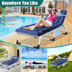 DoCred Heavy Duty XXL Tanning Chair with Face Hole&Mat, Oversized 5-Position Folding Chaise Lounge Chairs for Outside, Portable Beach Lounge Chair for Outdoor Sunbathing Beach Pool Lawn Camping