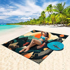 Beach Blanket Waterproof Sandproof Beach Mat 79" X 83"/10'x9'for 2-8 Adults Quick Drying Outdoor Picnic Mat Beach Accessories for Travel, Camping, Hiking